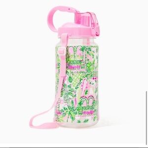 NEW water bottle carry strap gym beach pool travel Lilly Pulitzer workout straw
